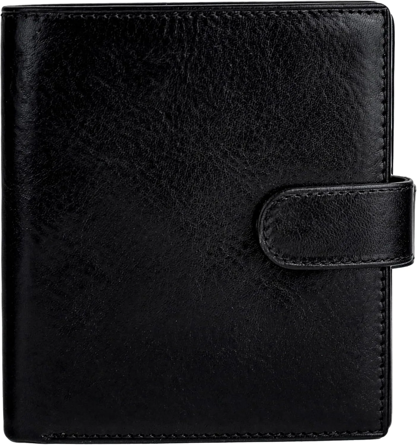 Time Resistance Men's Leather Wallet - Minimalist Wallet Design with Credit Card Holder, Magnetic Coin Holder, Cash Slots - Secured with a Metal Snap Button Closure (Black)