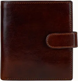 Time Resistance Men's Leather Wallet - Minimalist Wallet Design with Credit Card Holder, Magnetic Coin Holder, Cash Slots - Secured with a Metal Snap Button Closure (Brown)