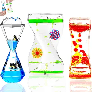 TKTM 3 Types Liquid Motion Bubbler Liquid Timers for Kids Sensory Fidget Toys Small Calming Toys Autism Toy