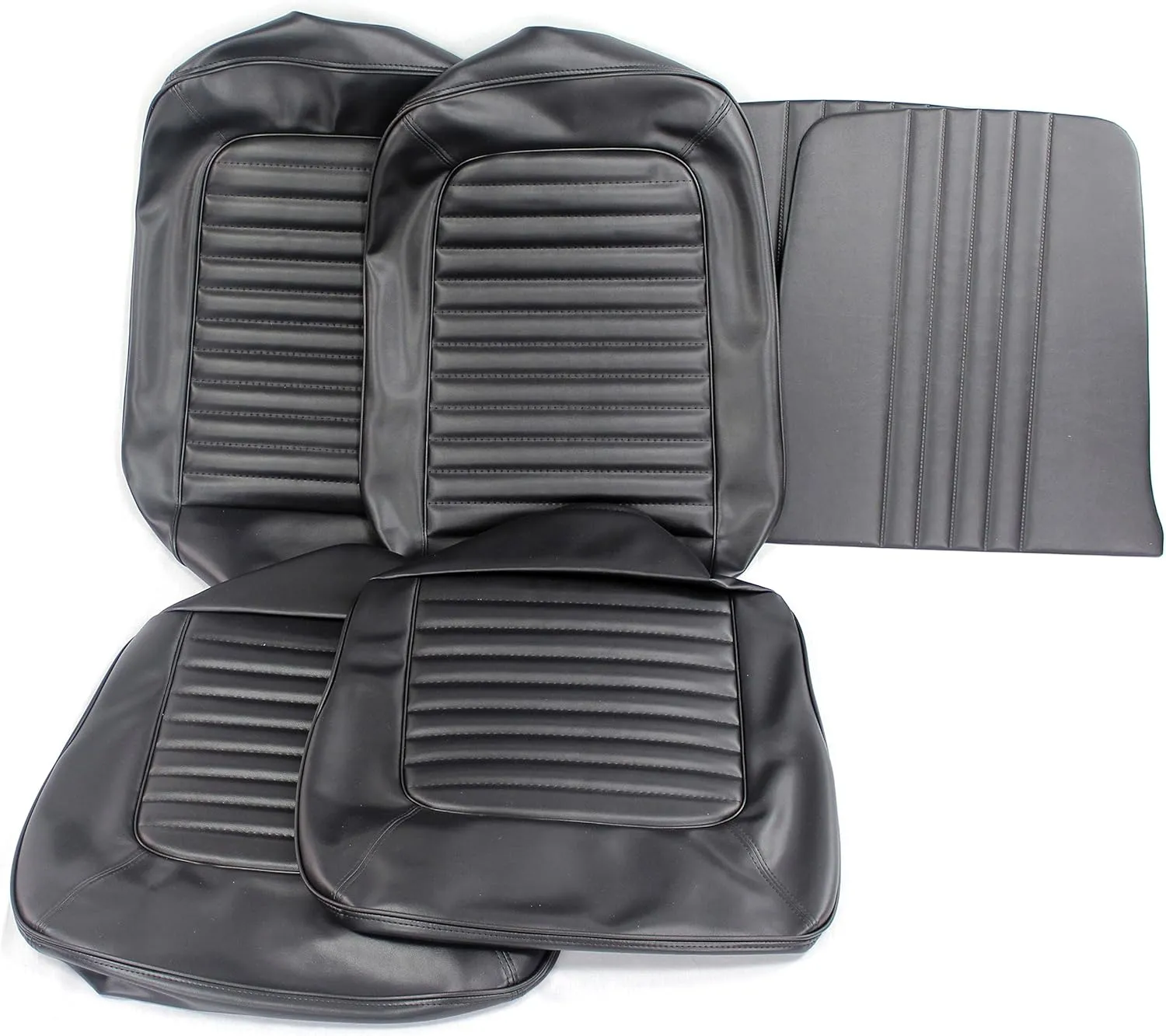 TMI 43-70205-958 Mustang Front Black Sierra Grain Vinyl Upholstery (Coupe, Convertible/2 2 Fastback, with Bucket Seats)