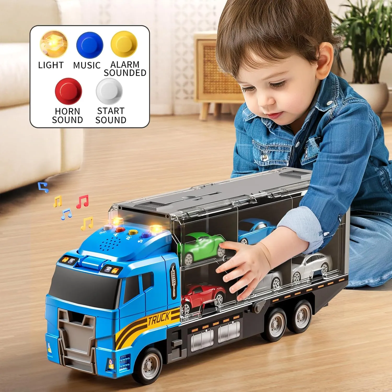 Toddler Toys for 3-8  Years Old, Truck Vehicle Set With Play Mat, Die-Cast Car Carrier for Kids, Birthday Gifts for Boys