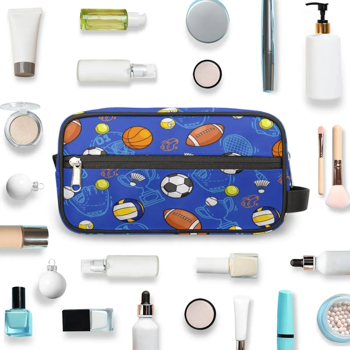 Toiletry Bag for Boys Man,Travel Toiletry Bag for Woman Comestic Makeup Bag,Waterproof Shaving Bag for Toiletries Accessories Travel Essentials,Soccer Ball Basketball