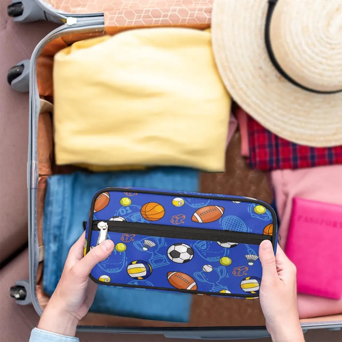 Toiletry Bag for Boys Man,Travel Toiletry Bag for Woman Comestic Makeup Bag,Waterproof Shaving Bag for Toiletries Accessories Travel Essentials,Soccer Ball Basketball
