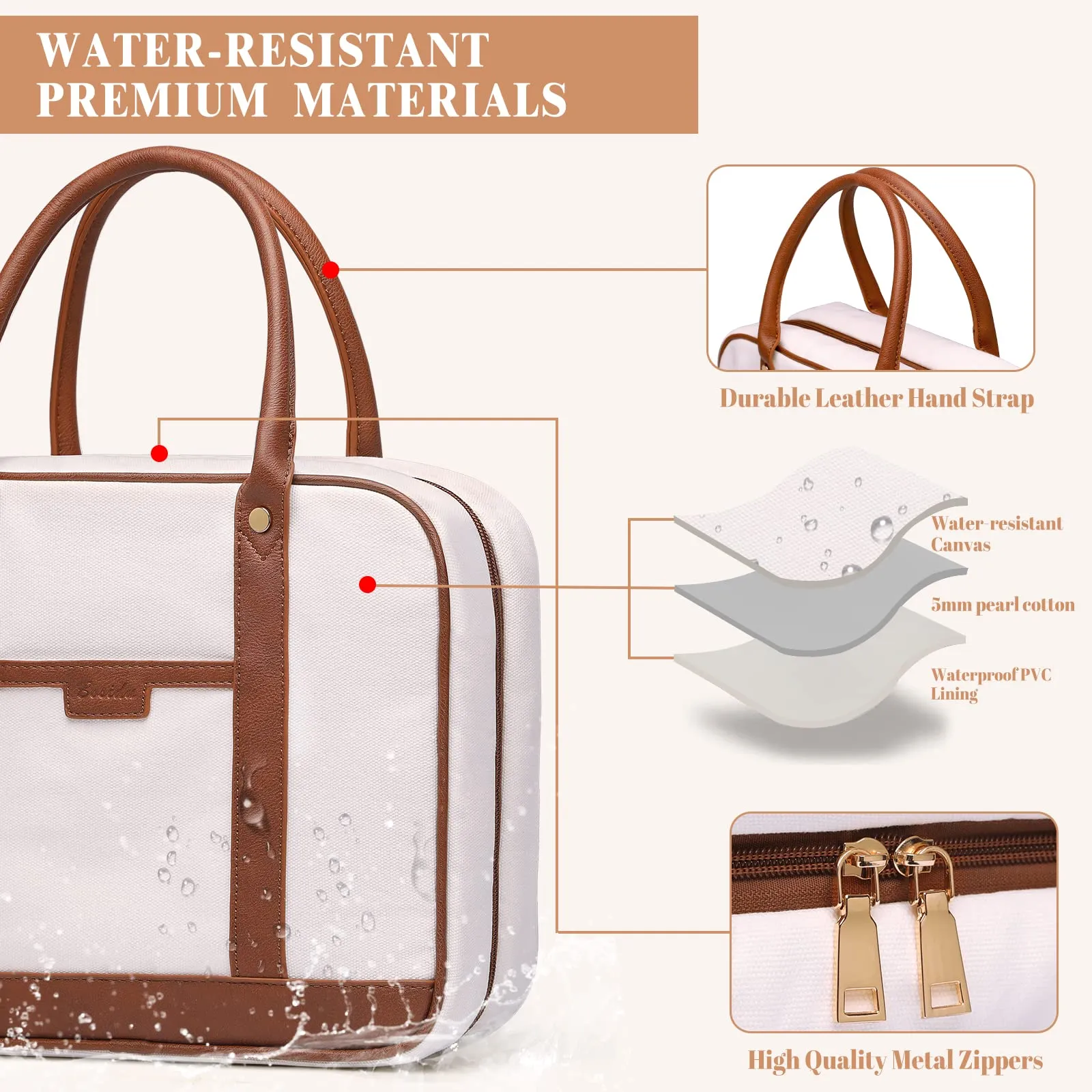Toiletry Bag for Women Hanging Travel Toiletry Bag with Hook,Water-resistant Makeup Cosmetic Bag Travel Organizer for Toiletries, Accessories P-Beige
