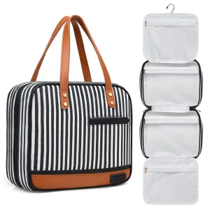 Toiletry Bag for Women, Water-resistant Travel Makeup Organizer with Hanging Hook, 5 Compartments Large Cosmetic Case for Accessories, Shampoo and Full Sized Container, Shower Bag, Christmas Gift