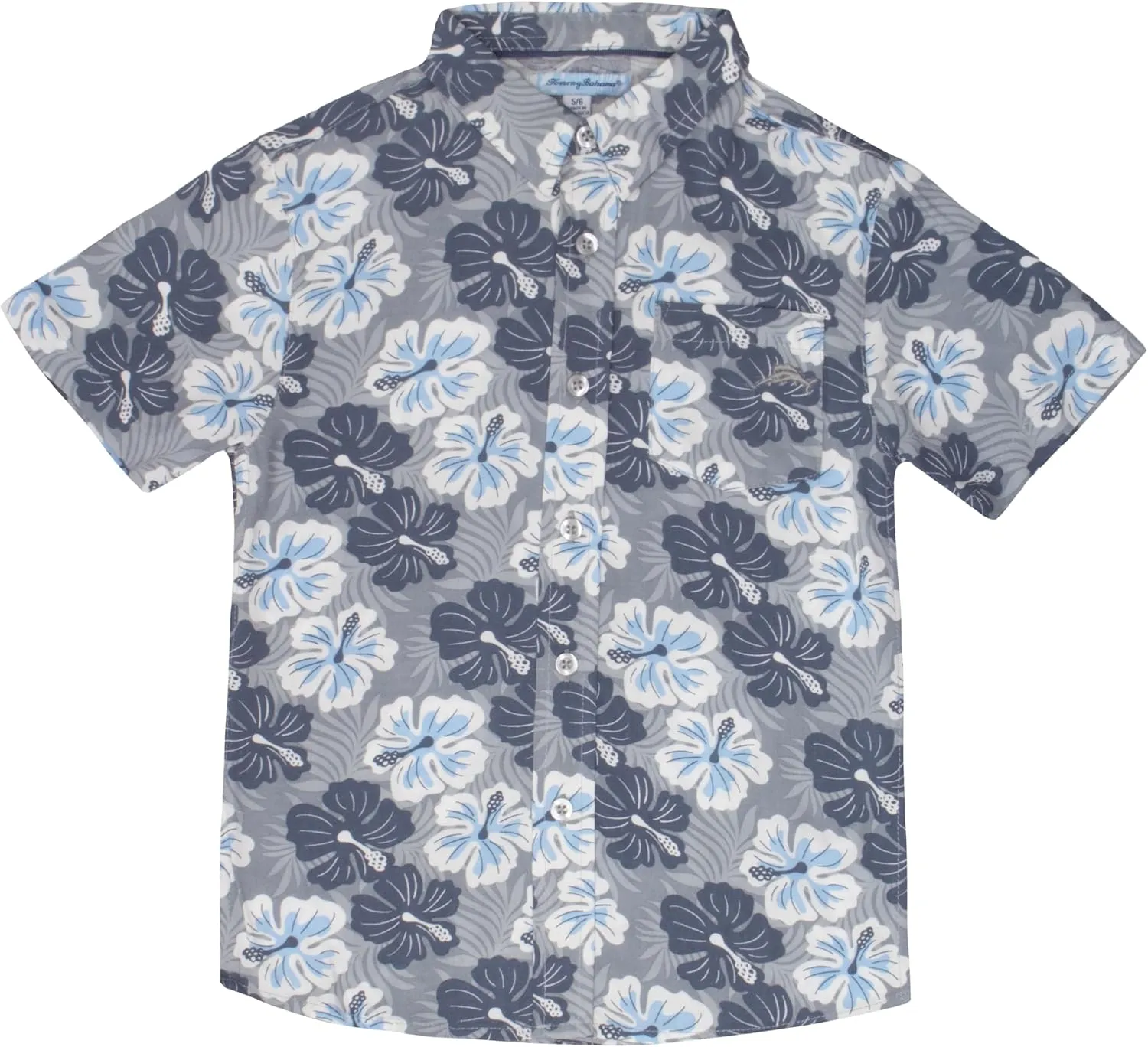 Tommy Bahama Boys Classic Woven Button-Down Shirt - Summer Short-Sleeve Hawaiian Shirt with Pocket for Kids