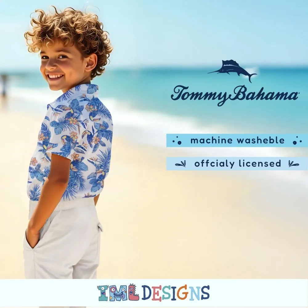 Tommy Bahama Boys Classic Woven Button-Down Shirt - Summer Short-Sleeve Hawaiian Shirt with Pocket for Kids