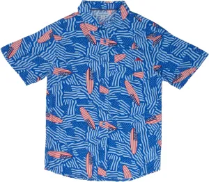 Tommy Bahama Boys Classic Woven Button-Down Shirt - Summer Short-Sleeve Hawaiian Shirt with Pocket for Kids