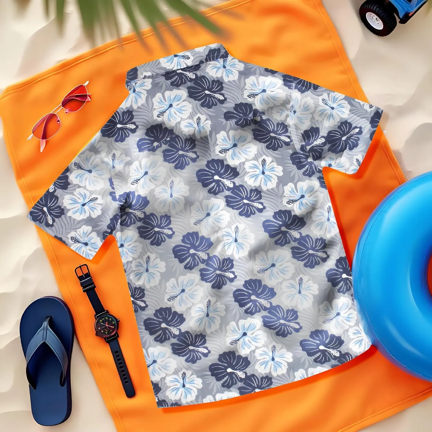 Tommy Bahama Boys Classic Woven Button-Down Shirt - Summer Short-Sleeve Hawaiian Shirt with Pocket for Kids