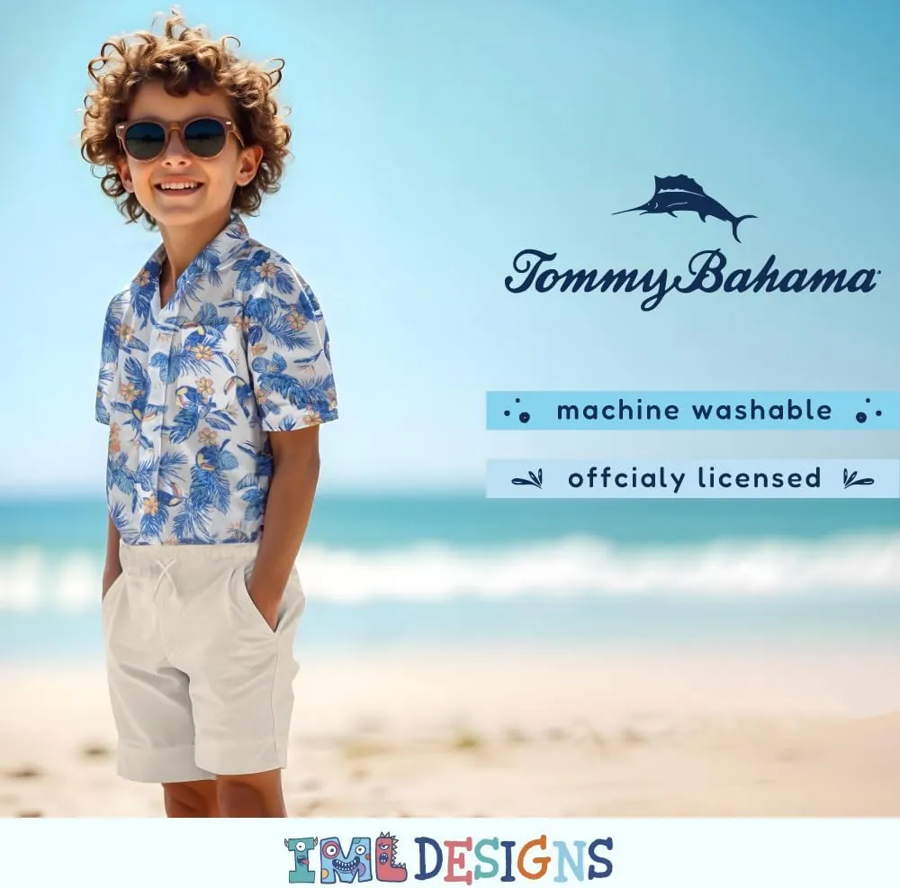 Tommy Bahama Boys Classic Woven Button-Down Shirt - Summer Short-Sleeve Hawaiian Shirt with Pocket for Kids
