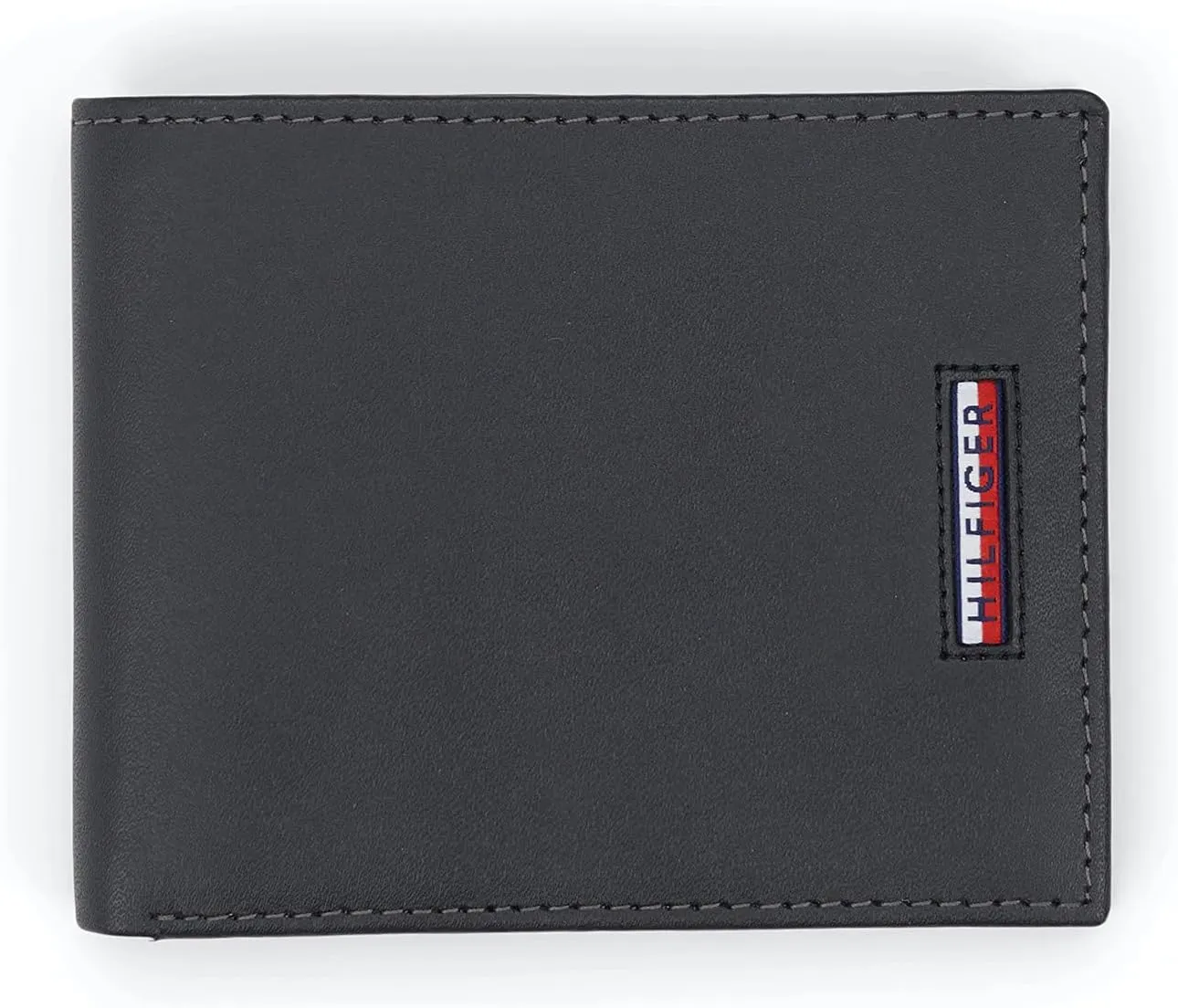 Tommy Hilfiger Men's Leather Wallet – Slim Bifold with 6 Credit Card Pockets and Removable ID Window, Black Minimal, One Size