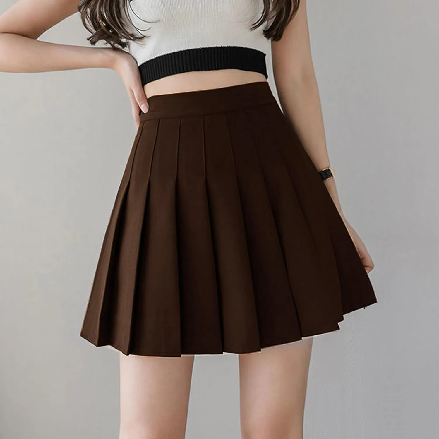TONCHENGSD Women's High Waist Pleated Mini Skirt Skater Tennis Skirt