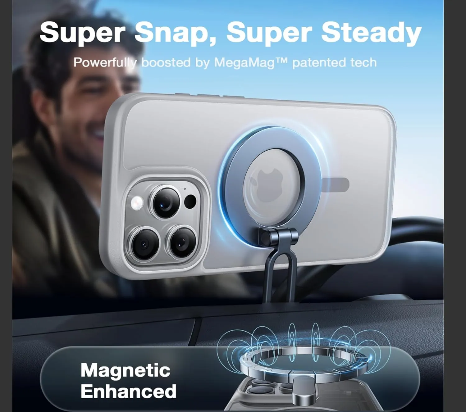 TORRAS Stronger Magnetic & Shockproof for iPhone 16 Pro Case, Military Grade Drop Protection, Compatible with MagSafe, for iPhone 16 Pro Case Slim, Translucent Matte Natural Titanium Grey