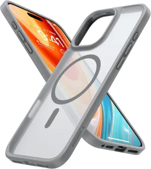 TORRAS Stronger Magnetic & Shockproof for iPhone 16 Pro Case, Military Grade Drop Protection, Compatible with MagSafe, for iPhone 16 Pro Case Slim, Translucent Matte Natural Titanium Grey