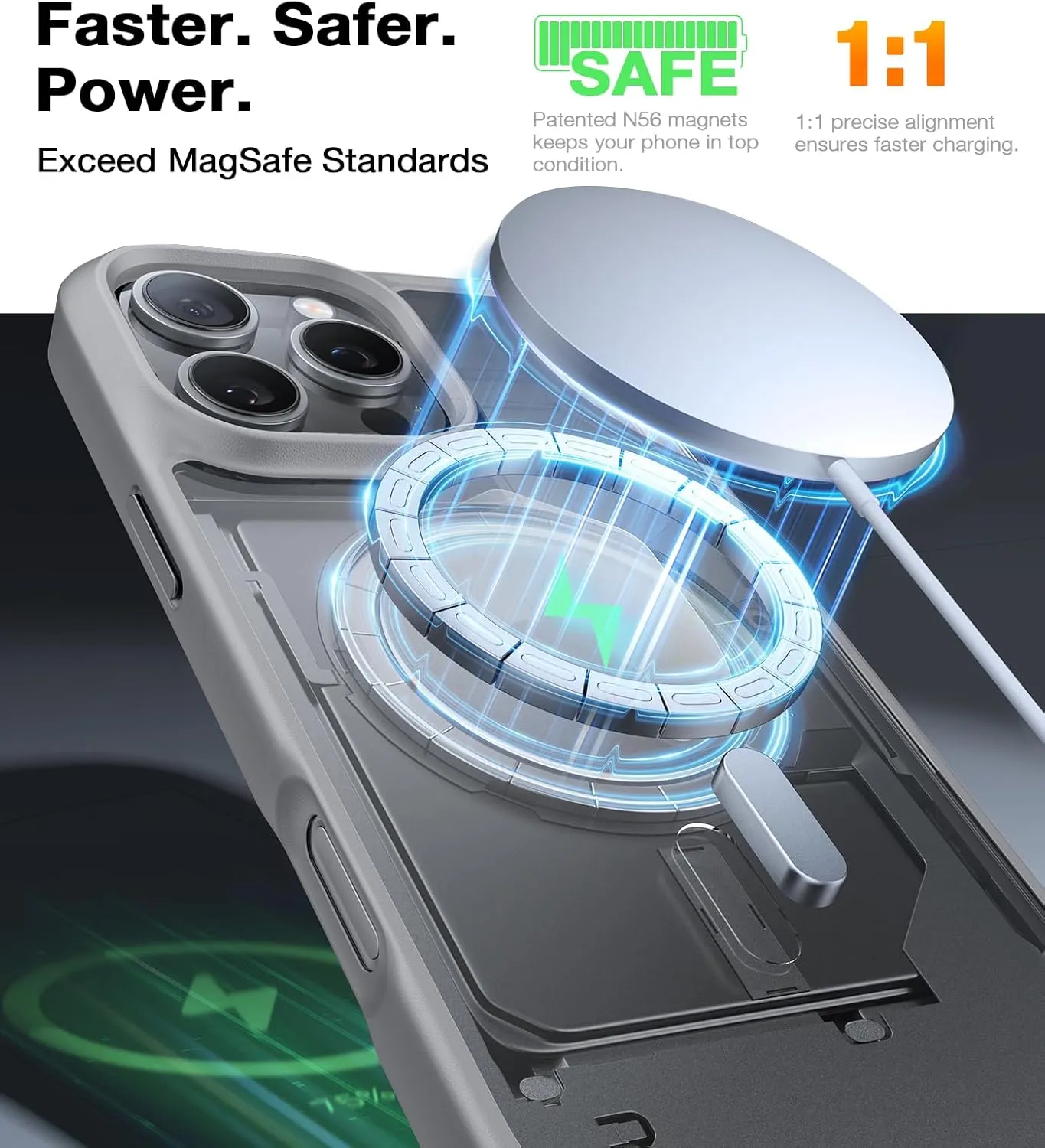 TORRAS Stronger Magnetic & Shockproof for iPhone 16 Pro Case, Military Grade Drop Protection, Compatible with MagSafe, for iPhone 16 Pro Case Slim, Translucent Matte Natural Titanium Grey