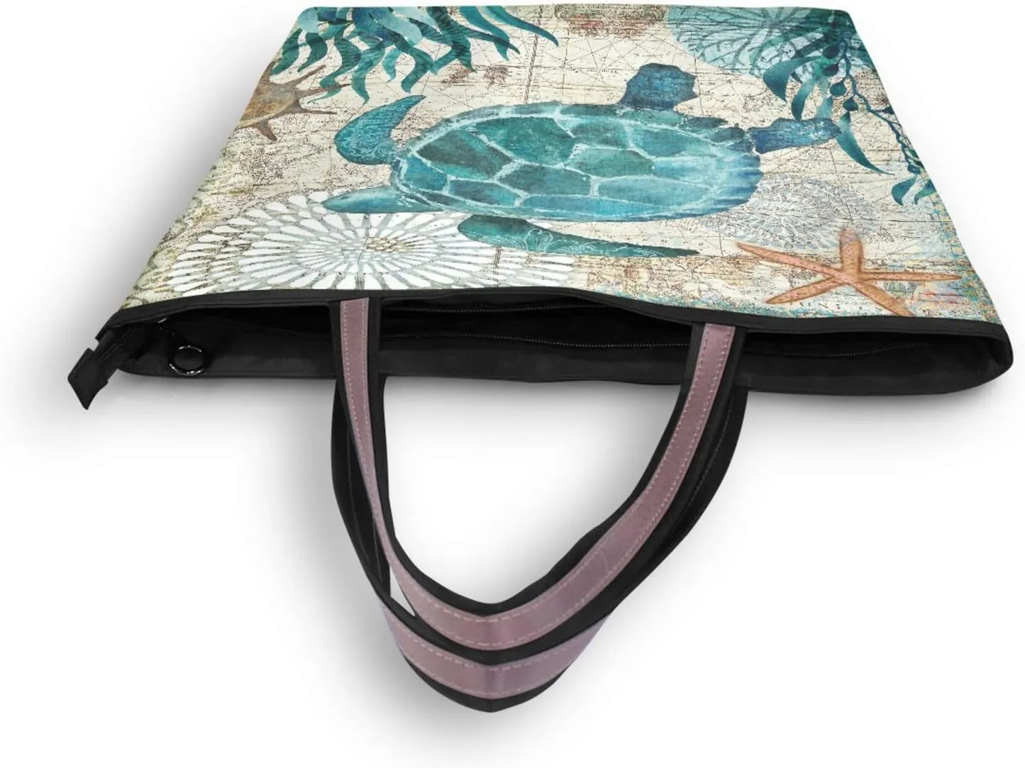 Tote Bag for Women with Zipper and Pockets,Polyester Tote Bag Pattern Tote Purse Women Handbag