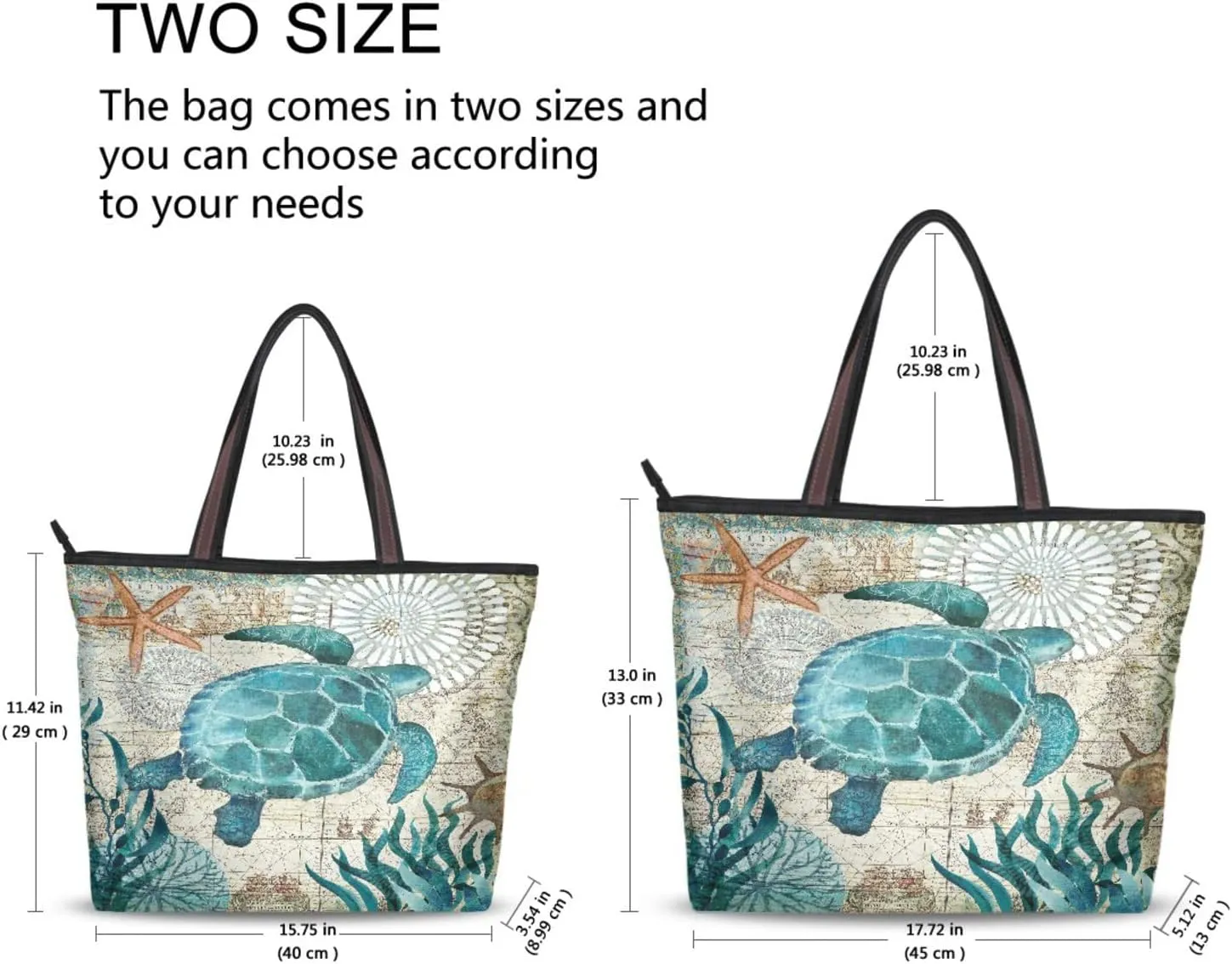 Tote Bag for Women with Zipper and Pockets,Polyester Tote Bag Pattern Tote Purse Women Handbag