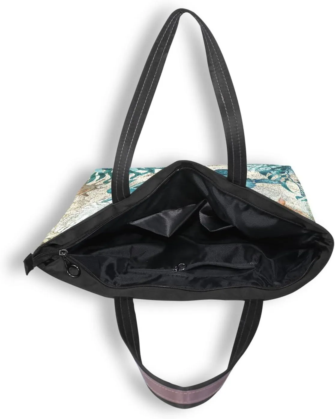 Tote Bag for Women with Zipper and Pockets,Polyester Tote Bag Pattern Tote Purse Women Handbag