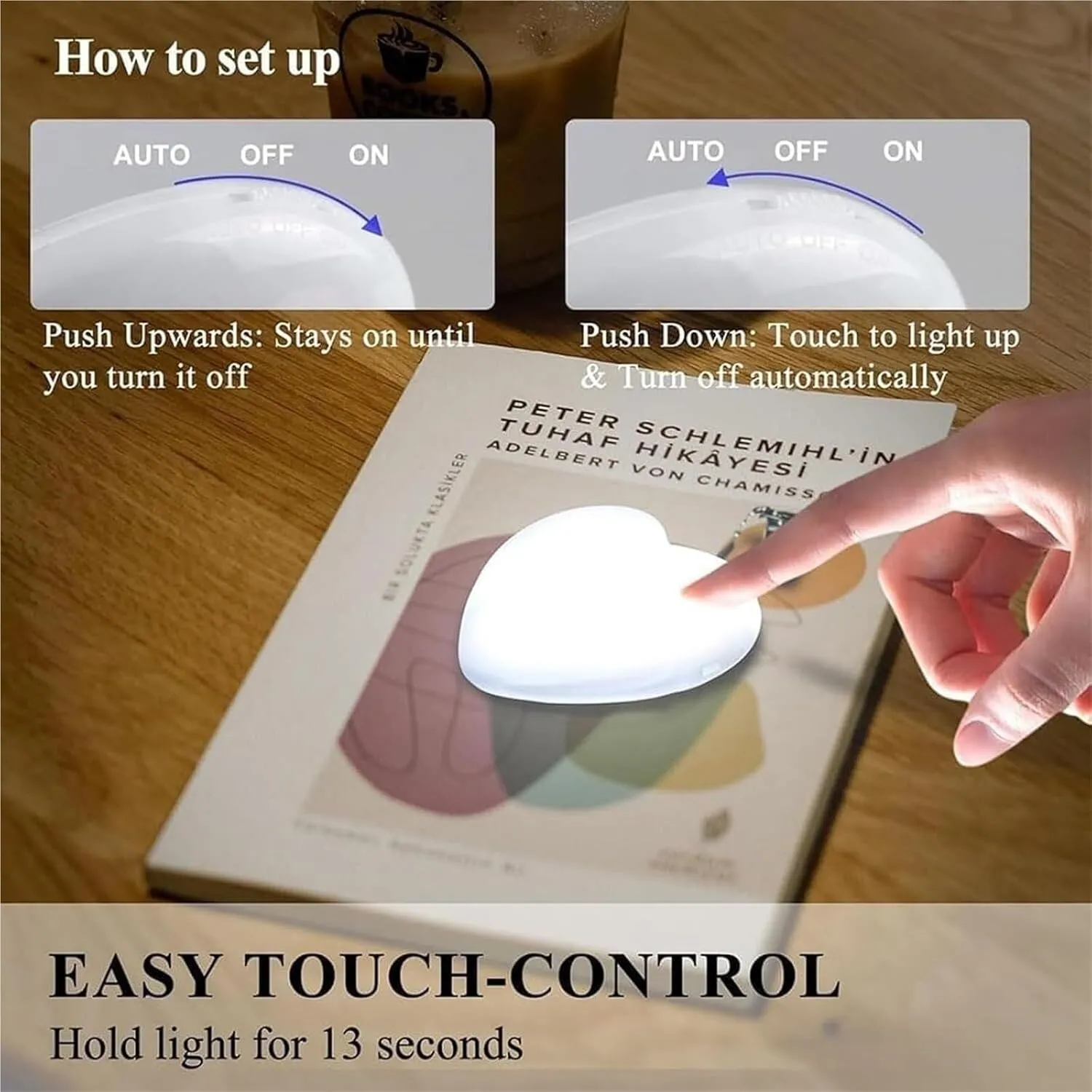 Touch Activated Purse Light, Purse Glow Heart Light, LED Automatic Sensor Glowing Heart Shaped Handbag Lights, Glow Heart for Purse, Mini Touch Purse LED Lamp, Purse Essentials Items