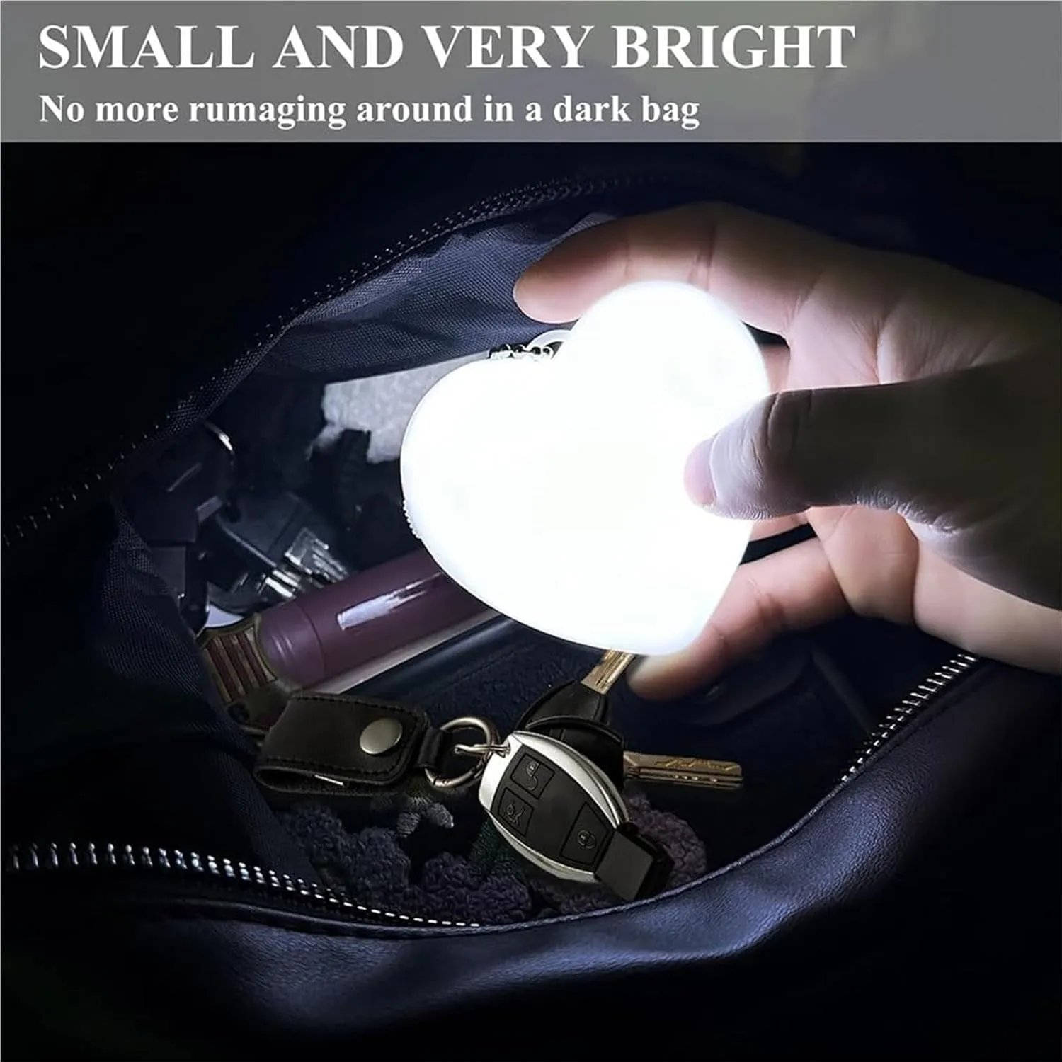 Touch Activated Purse Light, Purse Light Handbag Light, Heart Purse Light, Purse Light with Automatic Sensor, Small Portable Glow Purse Light, Mini Touch Purse LED Lamp (g*3pc)