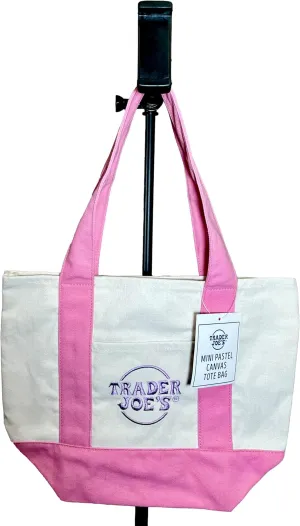 Trader Joe's Limited Edition Mini Pastel Canvas Delicate Pink Tote Bag