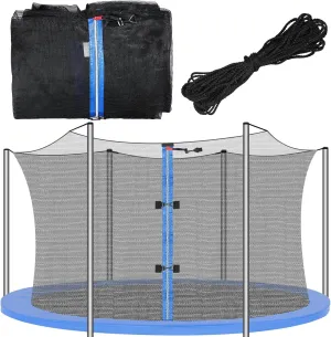 Trampoline Net Replacement Trampoline Safety Round Frame Enclosure Weather Resistant Breathable Net with Double Headed Zippers