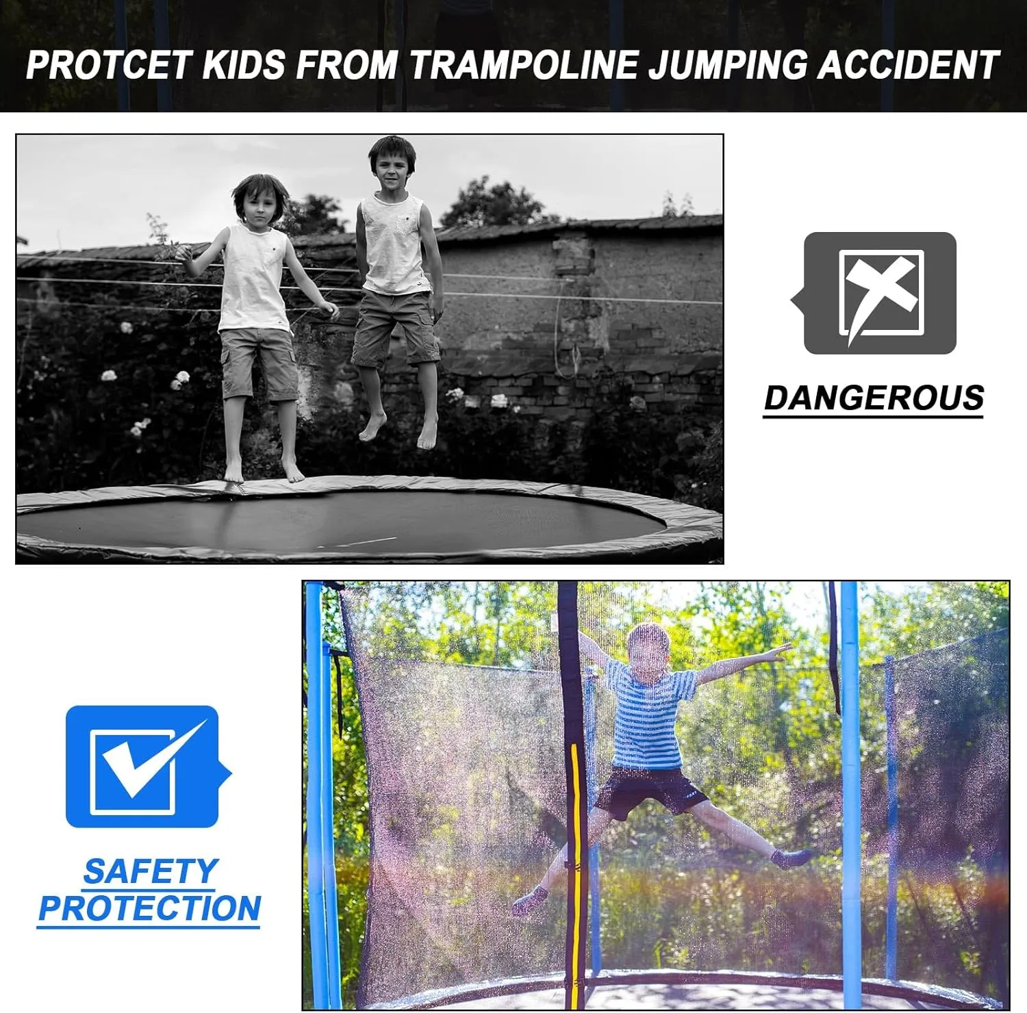 Trampoline Net Replacement Trampoline Safety Round Frame Enclosure Weather Resistant Breathable Net with Double Headed Zippers