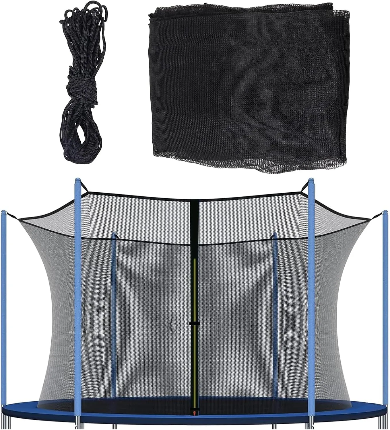 Trampoline Safety Net Replacement, 14FT Round Trampoline Accessories with Zippers and Buckles, UV Resistant Tear Resistant Trampoline Enclosure Surround Netting, Net Only