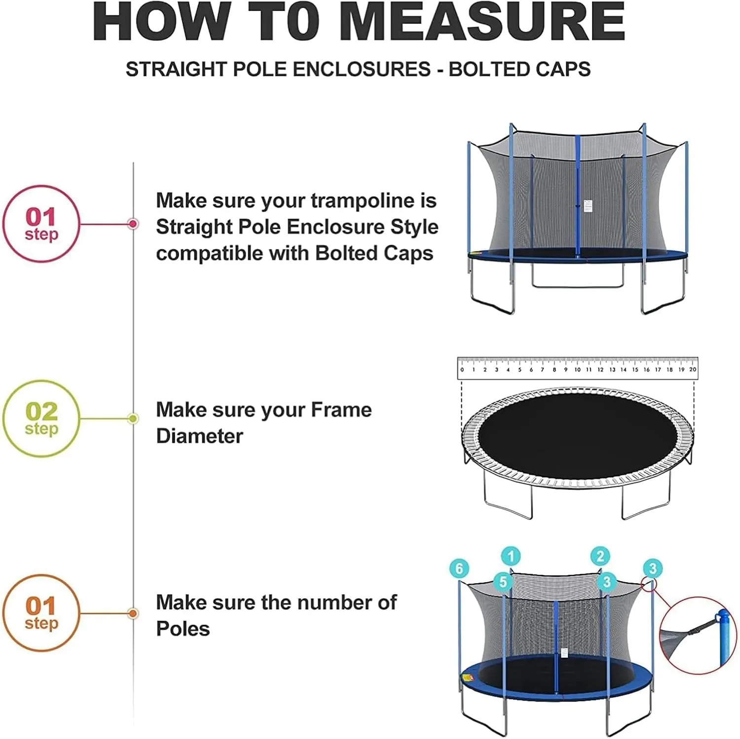 Trampoline Safety Net Replacement, 14FT Round Trampoline Accessories with Zippers and Buckles, UV Resistant Tear Resistant Trampoline Enclosure Surround Netting, Net Only