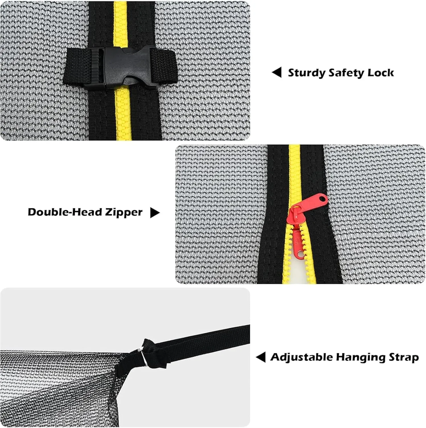 Trampoline Safety Net Replacement, 14FT Round Trampoline Accessories with Zippers and Buckles, UV Resistant Tear Resistant Trampoline Enclosure Surround Netting, Net Only