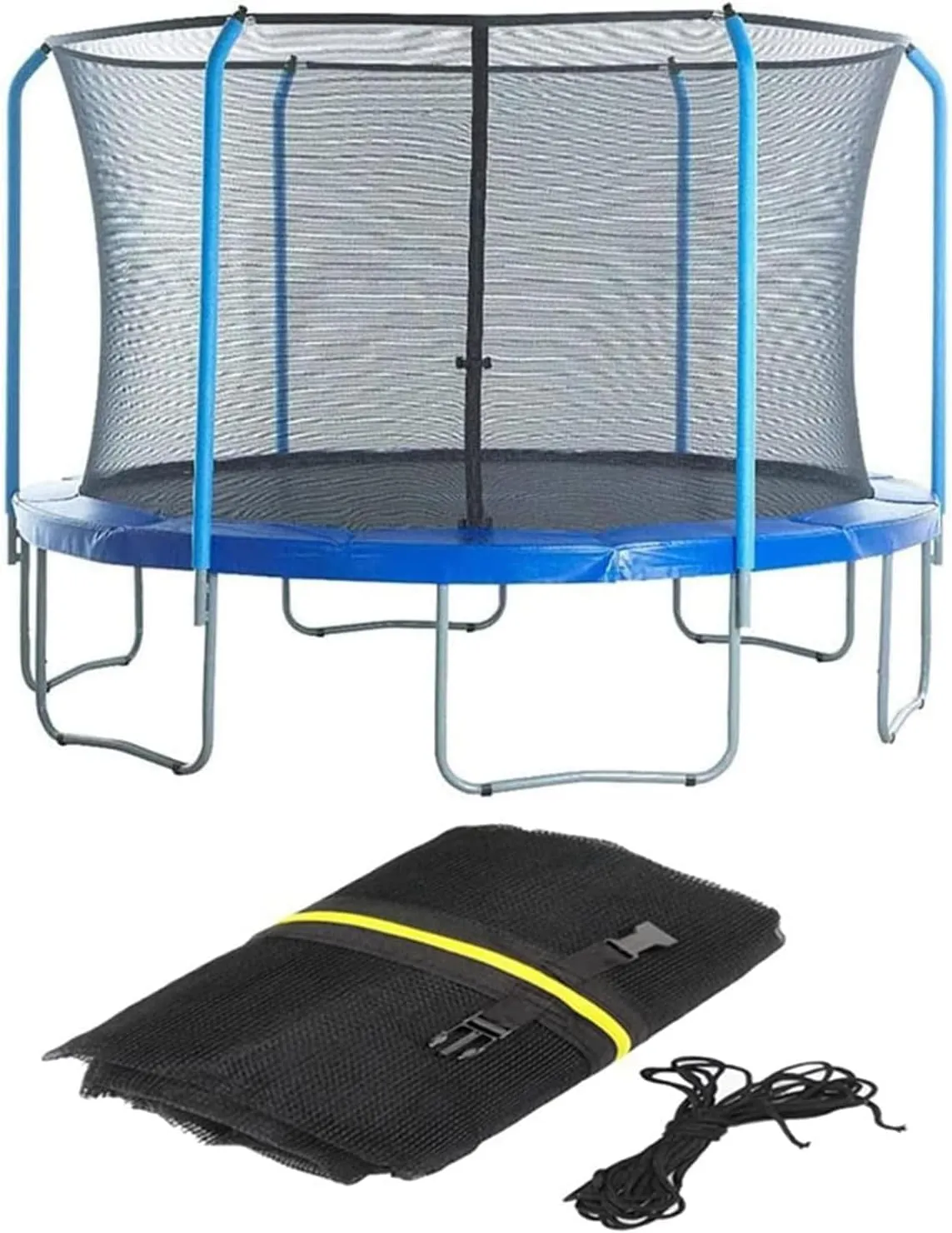 Trampoline Safety Net Replacement, Trampoline Enclosure Surround Netting with Zippers and Buckles, Tear Resistant UV Resistant Round Frames Trampolines Accessories