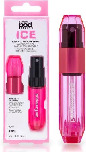 Travalo Perfume Pod Ice - Refillable Travel Perfume Atomizer with High Definition Mini Pump Sprayer - Portable, TSA Approved - Easy Fill - Leak Proof - Perfect Pink - 0.6oz