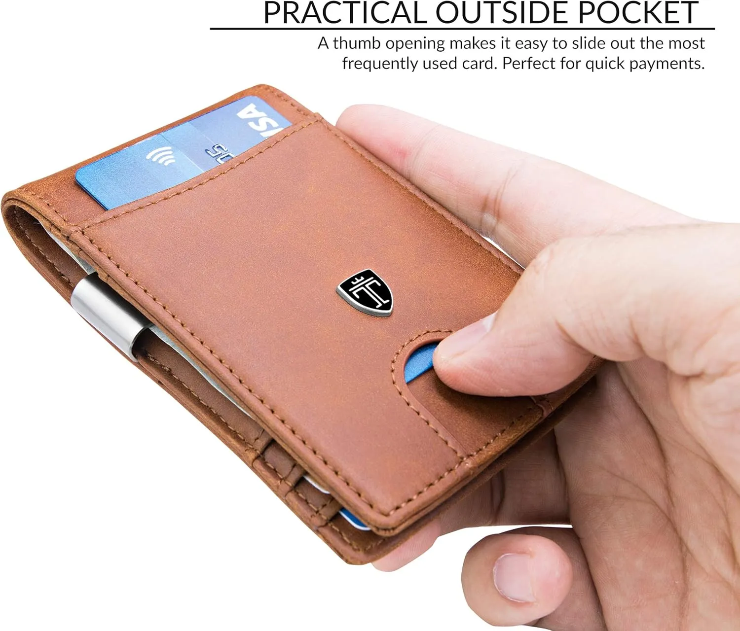 TRAVANDO Money Clip Wallet RIO - Mens Wallets slim Front Pocket RFID Blocking Card Holder Minimalist Mini Bifold Gift Box