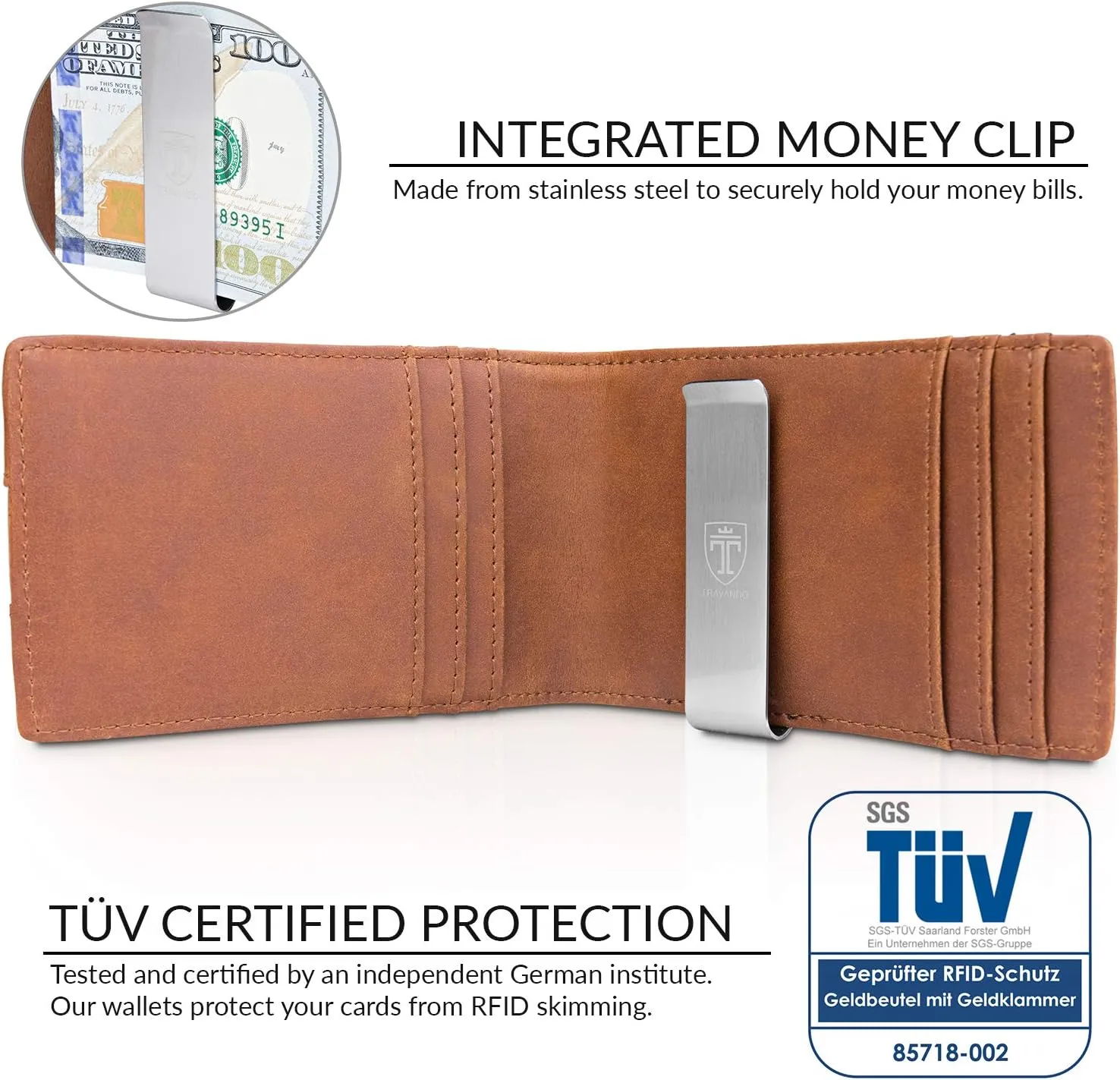 TRAVANDO Money Clip Wallet RIO - Mens Wallets slim Front Pocket RFID Blocking Card Holder Minimalist Mini Bifold Gift Box