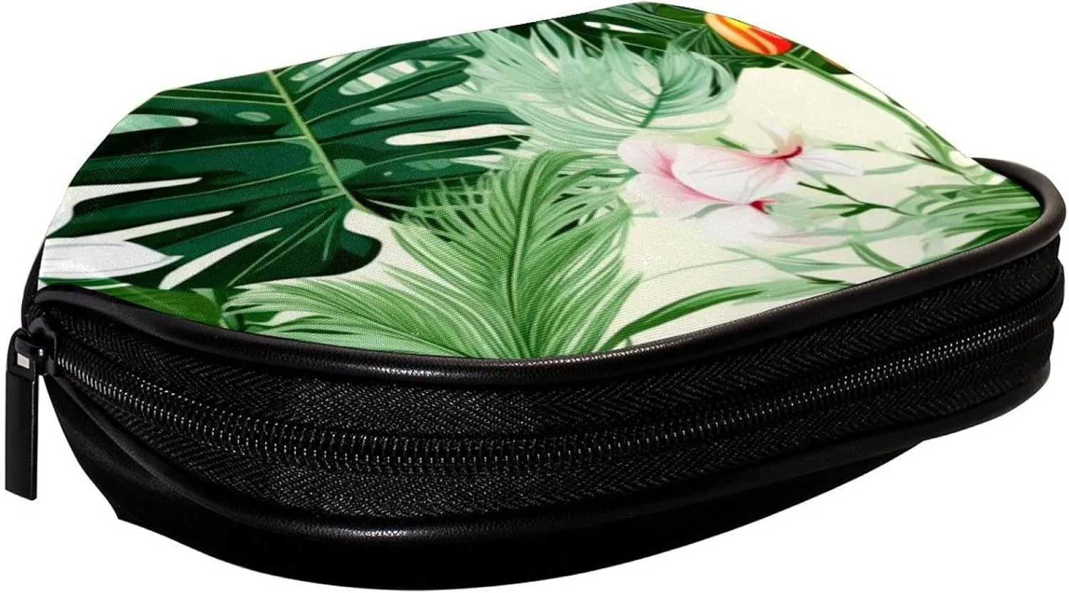 Travel Makeup Bag,Travel Toiletry Bag for Women,Tropical Leaves and Flowers,Cosmetic Travel Bag