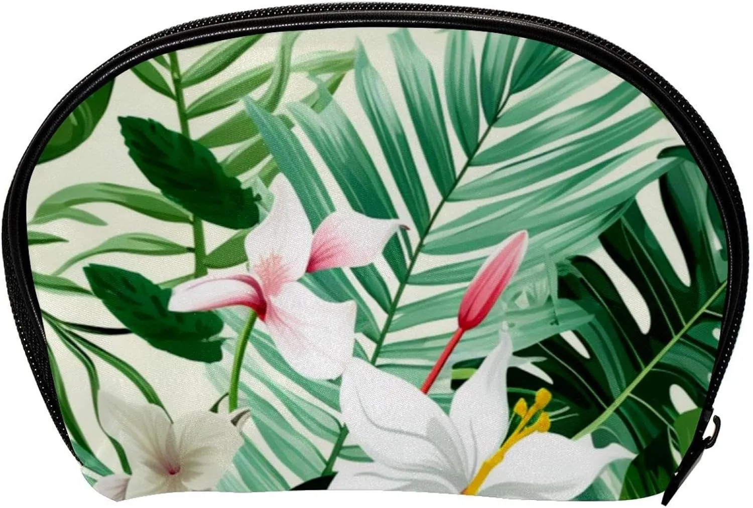 Travel Makeup Bag,Travel Toiletry Bag for Women,Tropical Leaves and Flowers,Cosmetic Travel Bag