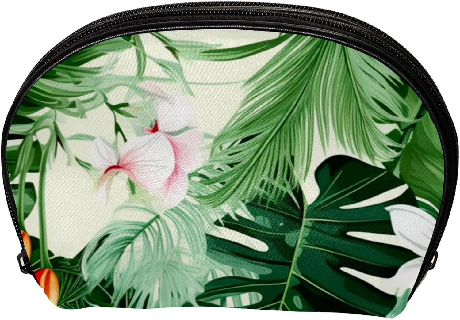 Travel Makeup Bag,Travel Toiletry Bag for Women,Tropical Leaves and Flowers,Cosmetic Travel Bag
