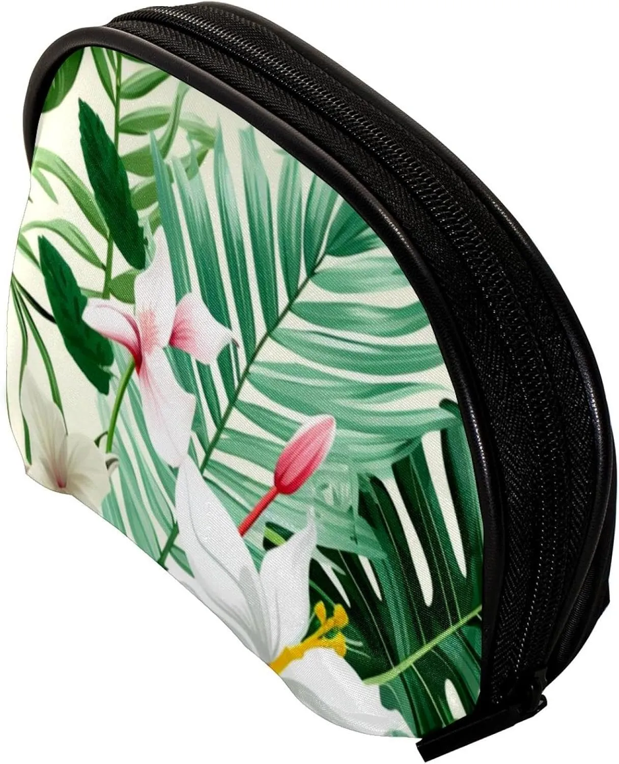 Travel Makeup Bag,Travel Toiletry Bag for Women,Tropical Leaves and Flowers,Cosmetic Travel Bag