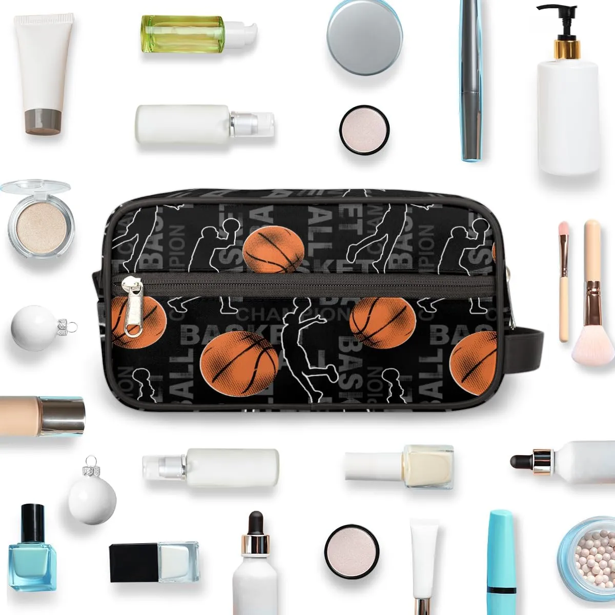 Travel Toiletry Bag for Boys Men, Basketball Waterproof Hanging Dopp Kit for Teens, Shaving Bag with Large Capacity for Travel,Sports Shower