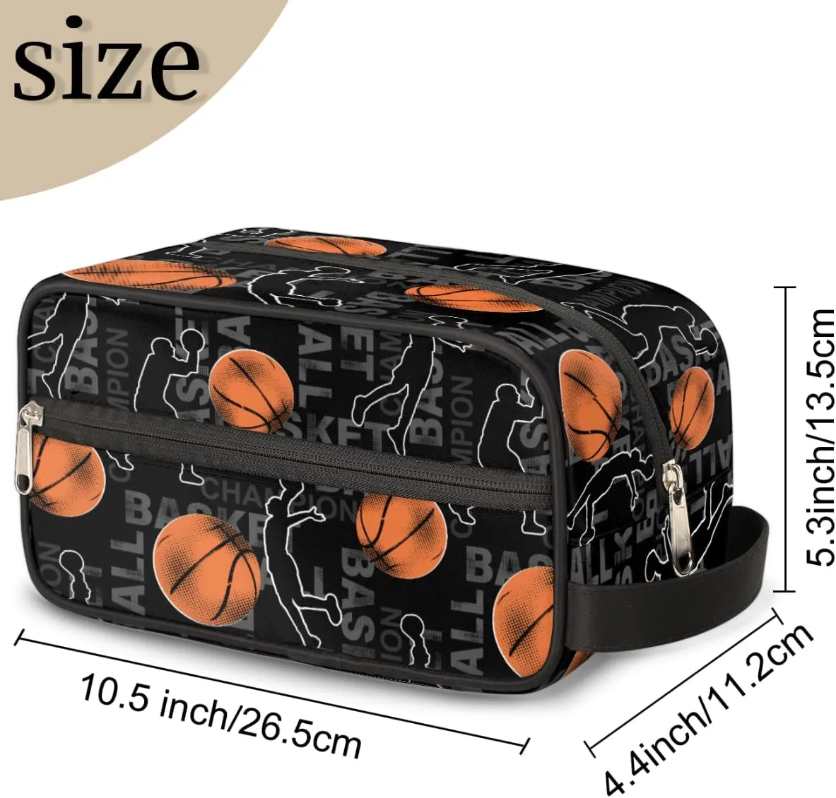 Travel Toiletry Bag for Boys Men, Basketball Waterproof Hanging Dopp Kit for Teens, Shaving Bag with Large Capacity for Travel,Sports Shower