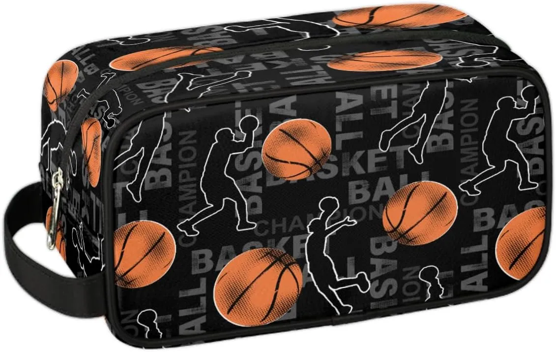 Travel Toiletry Bag for Boys Men, Basketball Waterproof Hanging Dopp Kit for Teens, Shaving Bag with Large Capacity for Travel,Sports Shower