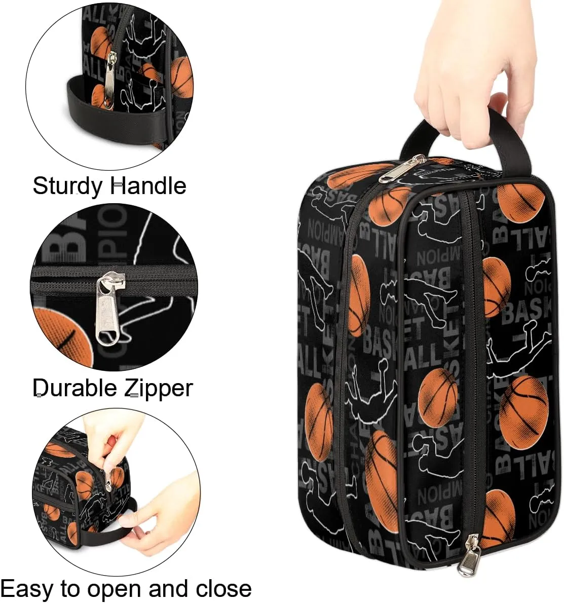 Travel Toiletry Bag for Boys Men, Basketball Waterproof Hanging Dopp Kit for Teens, Shaving Bag with Large Capacity for Travel,Sports Shower