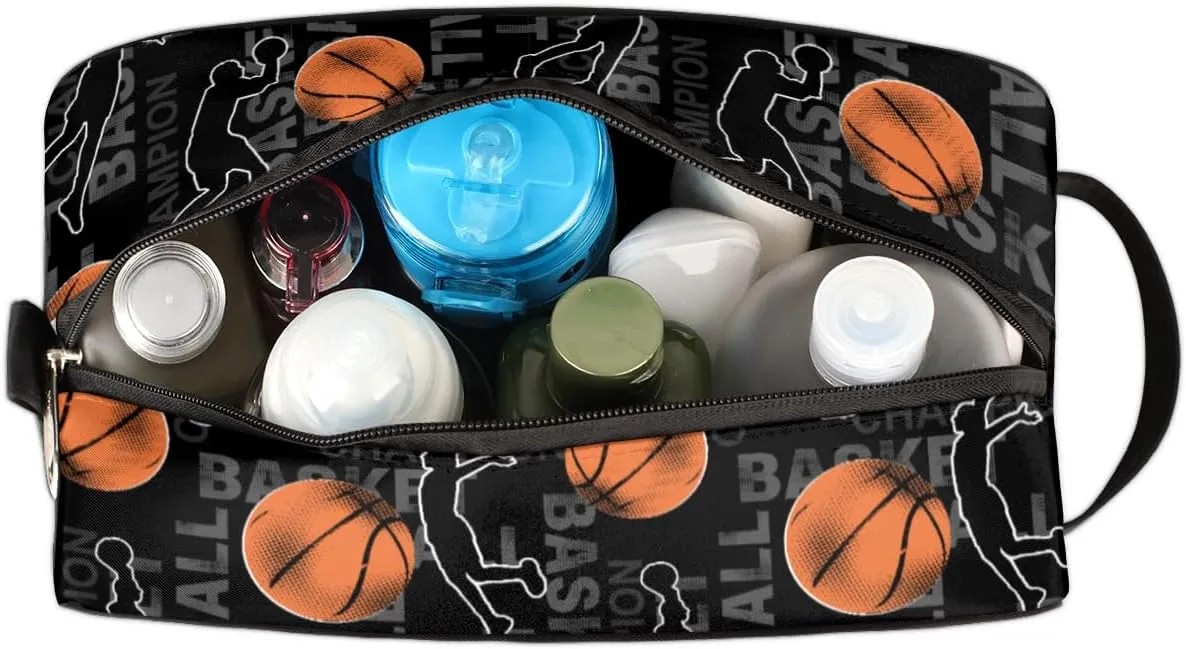 Travel Toiletry Bag for Boys Men, Basketball Waterproof Hanging Dopp Kit for Teens, Shaving Bag with Large Capacity for Travel,Sports Shower