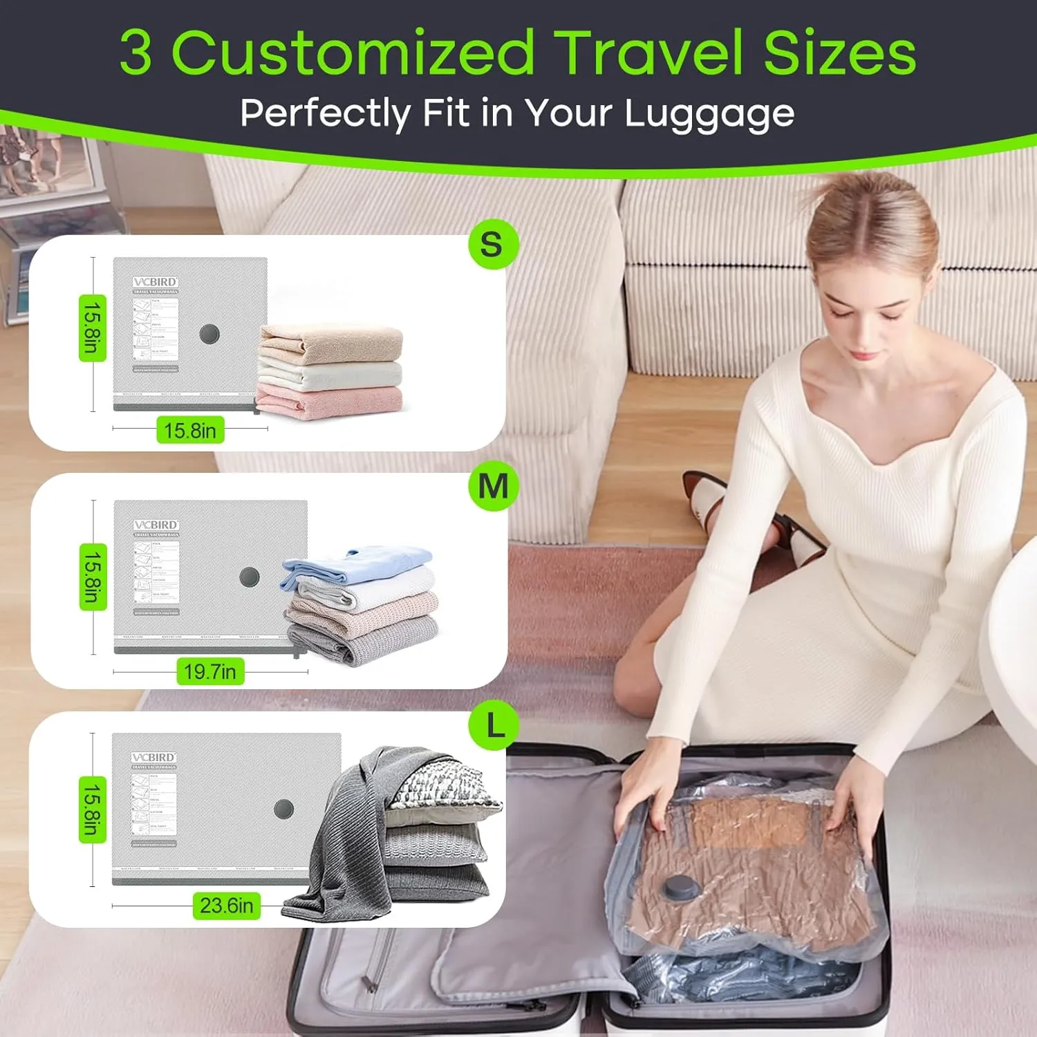 Travel Vacuum Storage Bags with USB Electric Pump, 15 Pack Compression Travel Packing Bags for Luggage and Suitcase, Carry-on Size Space Saver for Clothes and Clothing