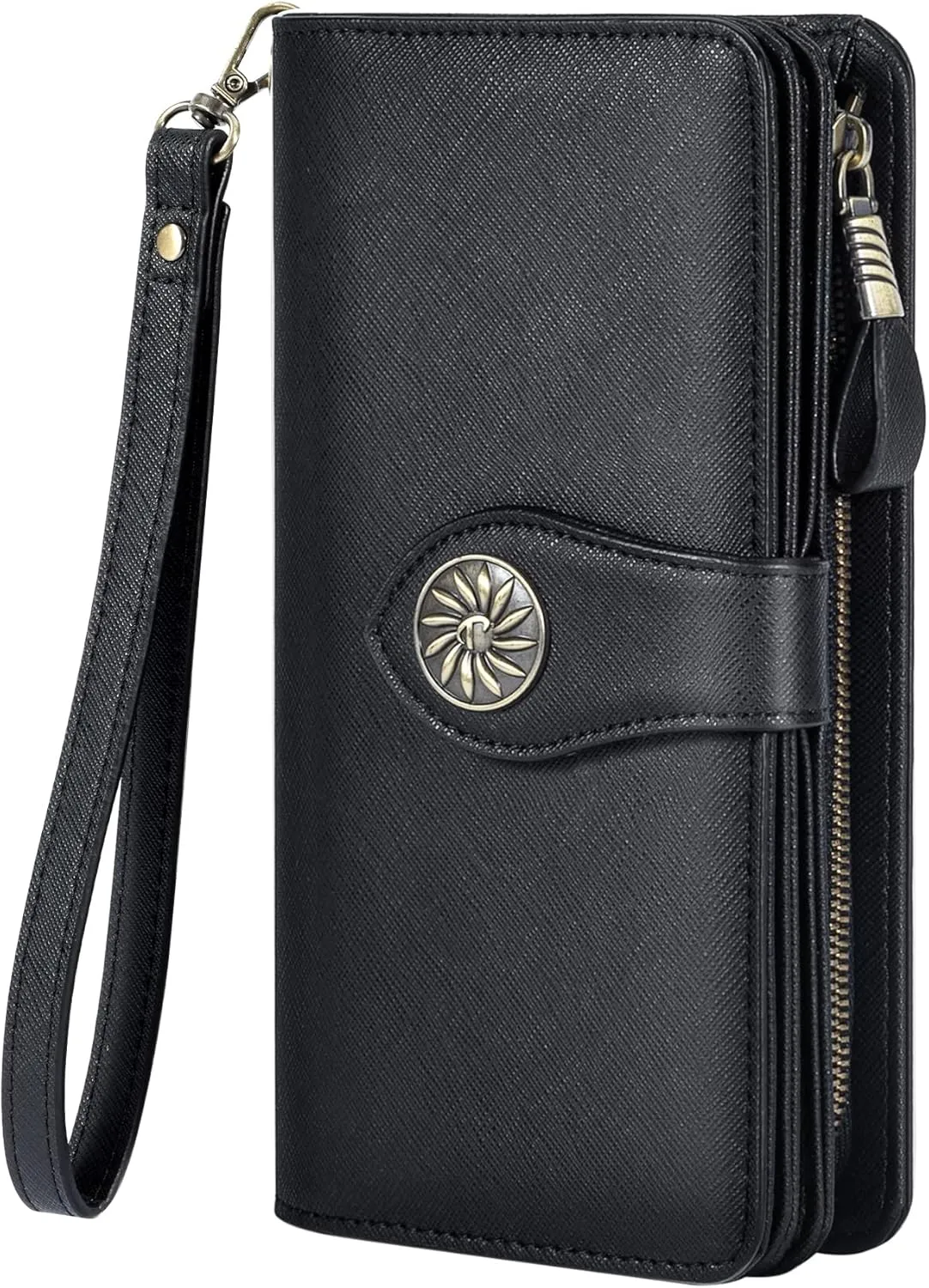 Travelambo Women's Wallet RFID Blocking Credit Card Holder Large Capacity Wristlet Leather Wallets Purse