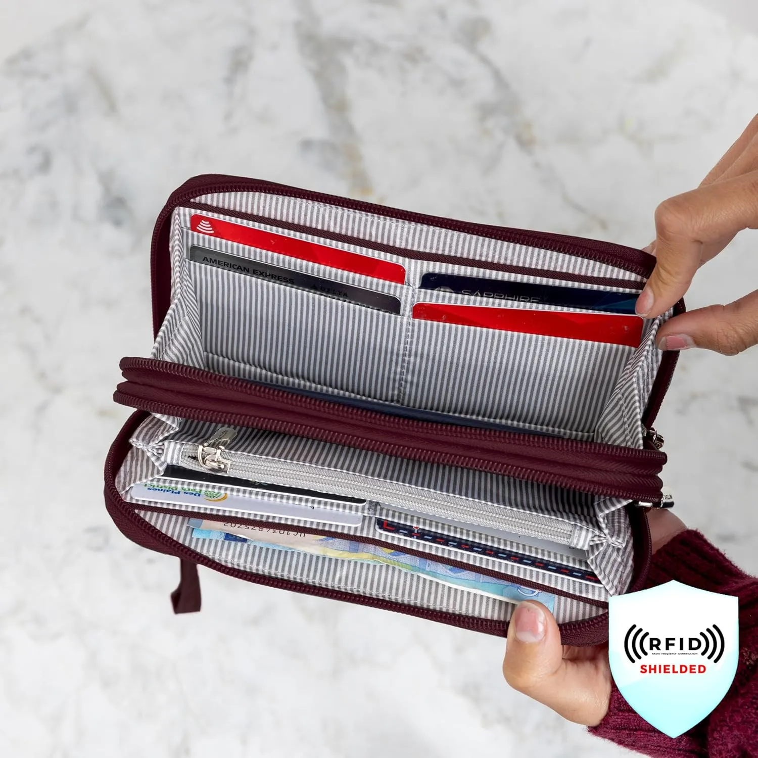 Travelon RFID Blocking Double Zip Wallet