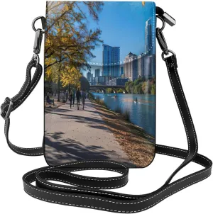 Trendy mini Austin Texas print crossbody cell phone bag for women,everyday use and travel handbag