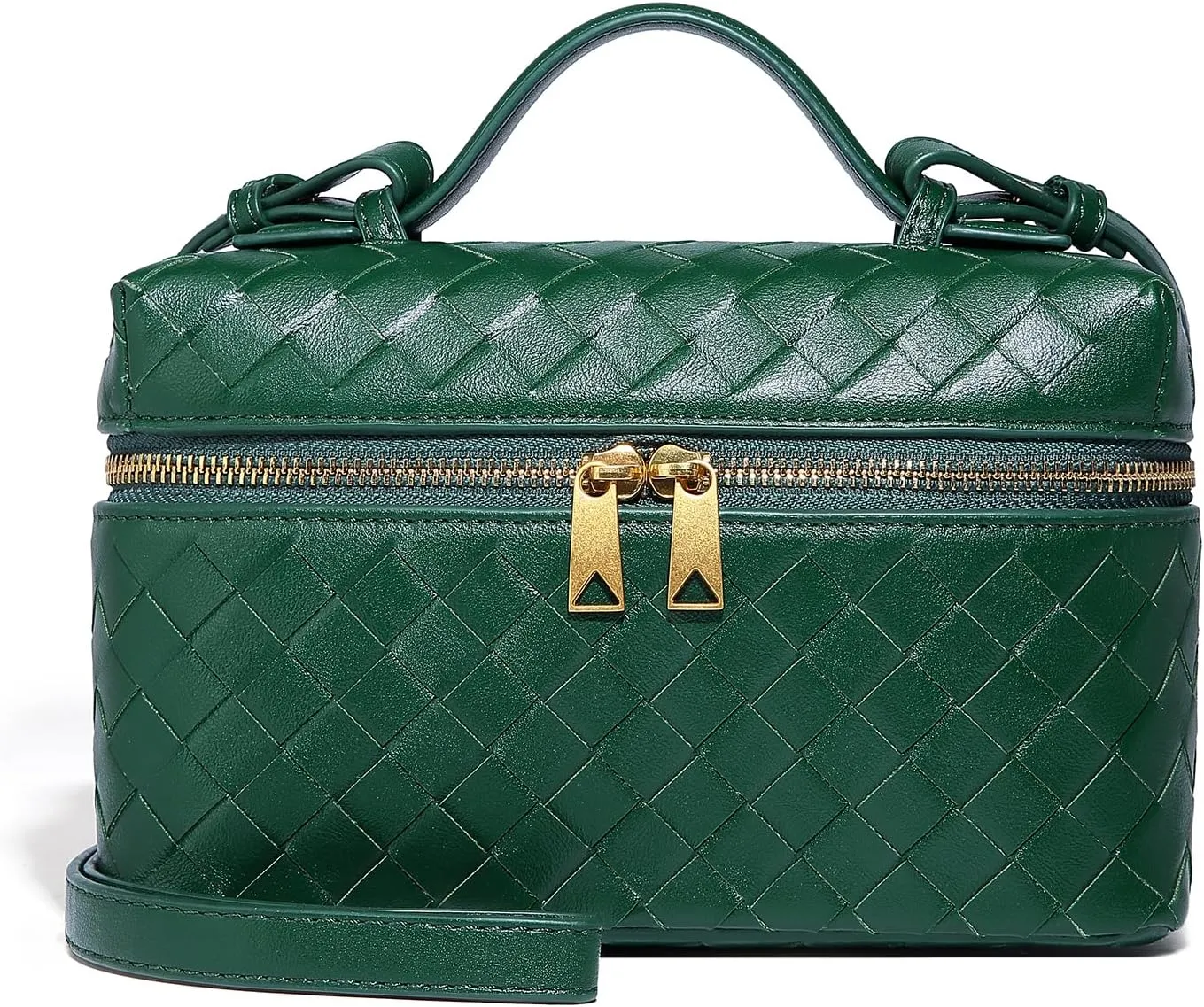Trendy Woven Crossbody Purse Bag for Women, Cute Shoulder Bag Square Box Bags Mini PU Leather Top Handle Purses Handbag