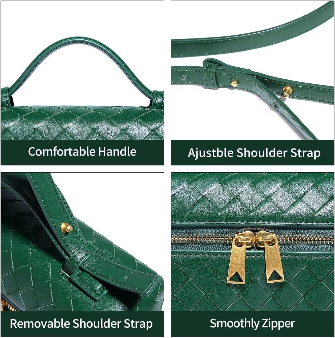 Trendy Woven Crossbody Purse Bag for Women, Cute Shoulder Bag Square Box Bags Mini PU Leather Top Handle Purses Handbag