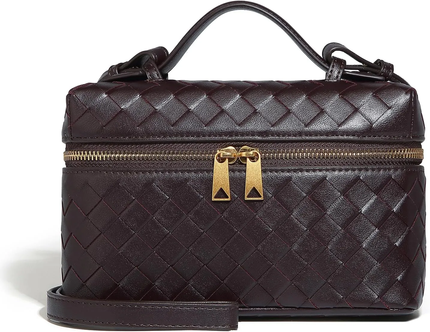 Trendy Woven Crossbody Purse Bag for Women Cute Shoulder Bag Square Box Bags Mini PU Leather Top Handle Purses Handbag